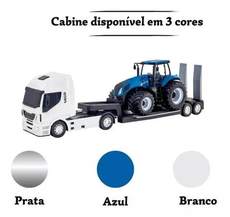 caminhão de plataforma iveco e trator agrícola New Holland (brinquedo)