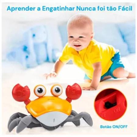 Imagem de Brinquedo Caranguejo Fujão Toca Musica Sensor Indução Robô - amarelo