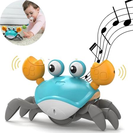 Brinquedo Caranguejo Fujão Toca Musica Sensor Indução Robô