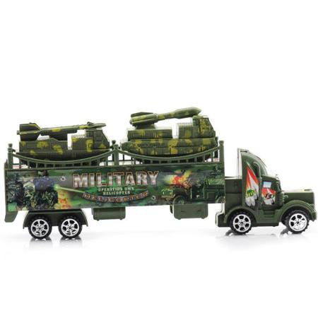 Brinquedo Carreta Fricção Caminhão Militar Camuflado Com Lona