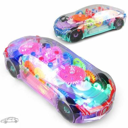 Techblaze conceito transparente de brinquedo de carro de corrida com luzes  LED piscando 360 graus de rotação, simulação de engrenagem carro mecânico  conceito 3d carros elétricos brinquedos para crianças crianças brinquedos  presente