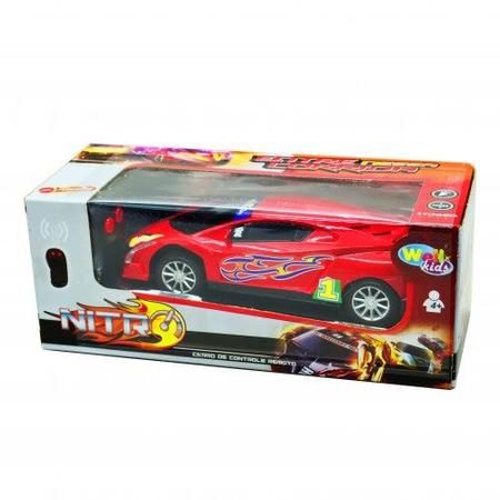 Imagem de Brinquedo Carrinho Carro Controle Remoto Sem Fio Nitro 3 Funções com Luz- Vermelho