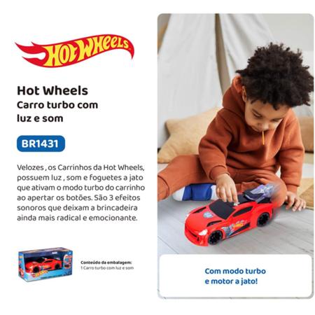 Imagem de Brinquedo Carrinho Hot Wheels Turbo com Luz e Som Modo Turbo Vermelho Multikids - BR1431