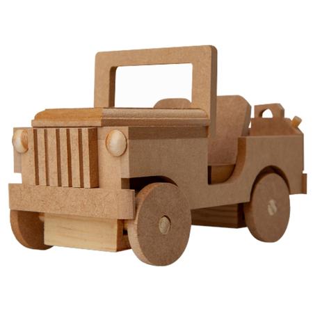 Imagem de Brinquedo carrinho madeira artesanal combo Jeep porta lápis pirulito