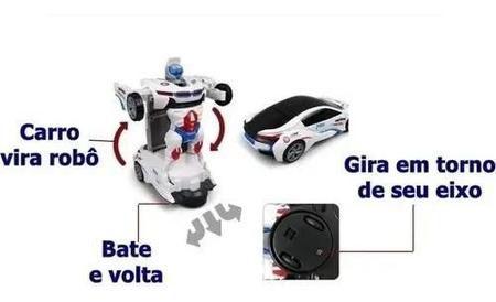 Imagem de Brinquedo Carrinho Policia Vira Robô Transforme Luz Som Bate Volta