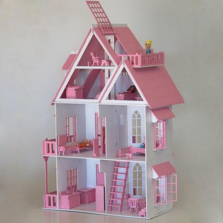 Casa Casinha Grande Da Polly Barbie + 28 Mini Móveis_b