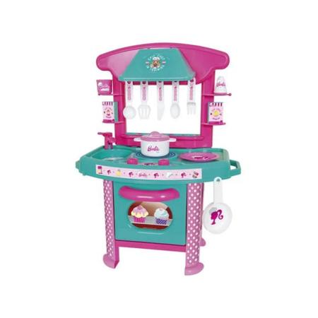 Imagem de Brinquedo Cozinha da Barbie Chef Rosa Infantil Completa + Acessórios + Fogão + Torneira 61cm em Plástico Cotiplas - 2228