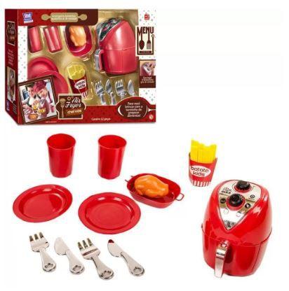 Imagem de Brinquedo Cozinha Infantil Air Fryer Chef Kids Zucatoys Vermelho e Metalizado Prata