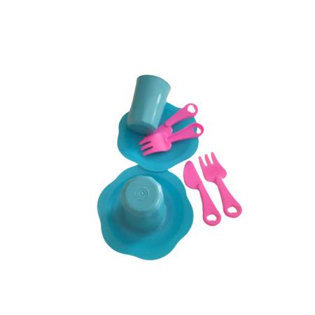 Imagem de Brinquedo Cozinha Infantil Kit Pratinhos Talheres Copos Faz De Conta Plastico