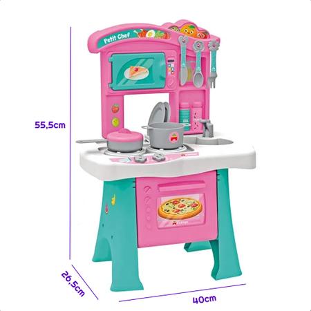 Kit Cozinha Infantil Joguinho De Outelaria Mini Chef Cor Rosa-chiclete