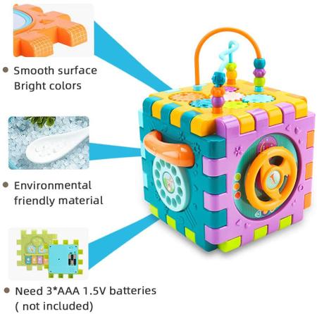 Imagem de Brinquedo Cubo Atividades nicknack 6 em 1 Música Formas Crianças 18M+