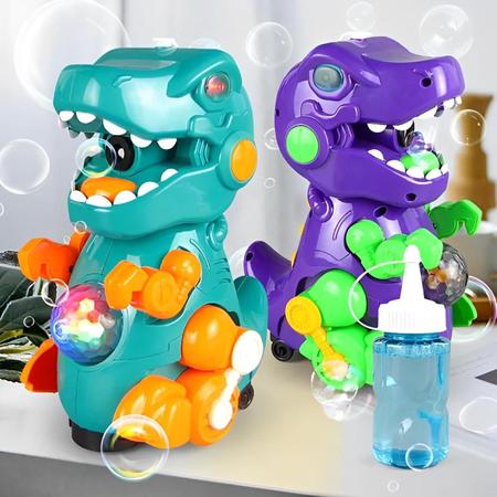 Imagem de Brinquedo De Bolhas Dinossauro Infantil Solta Bolhas Som Luz Reforçado Resistente Dinos Reforçado Original Colorido