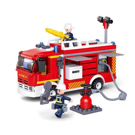 Imagem de Brinquedo de Encaixe Blocos Caminhão de Bombeiro com Hidrante 343 Peças Plástico ABS Multikids - BR1199
