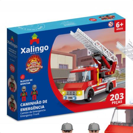 Imagem de Brinquedo De Encaixe Bombeiros Caminhão De Emergência 203 Peças +De 6 Anos Educativo Xalingo - 28009