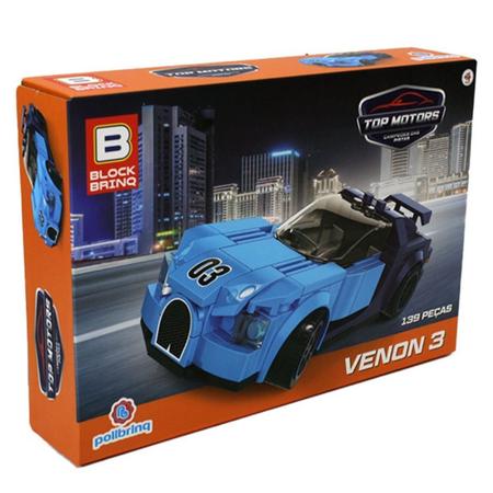 Brinquedo de Encaixe Carro Venon 3 e Potenza Com 139 pecas Polibrinq -  BK008 - WT Promoções