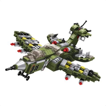Imagem de Brinquedo De Encaixe Cubic 25 Em 1 Avião De Combate 576 Peças 24 Tipos De Veículos + De 6 Anos Multikids - BR1620