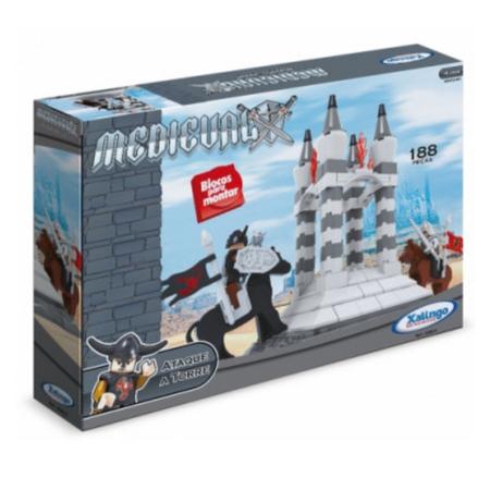 Imagem de Brinquedo de Encaixe para Criança Montar Medieval Ataque a Torre 188 Peças +6 Anos Criatividade Xalingo 0300.9