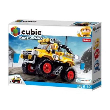 Imagem de Brinquedo De Montar Carro Amarelo Cubic Adventure Off-Road 149 Peças Acompanha Figura de Ação Multikids BR1480