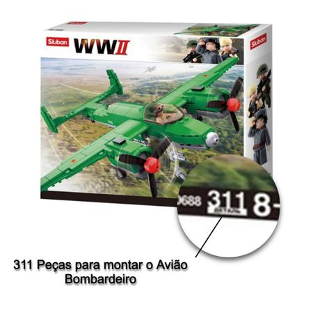 Imagem de Brinquedo de Montar Cubic WWII Avião Bombardeiro 311 Peças Multikids - BR1483