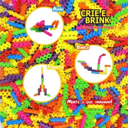 Imagem de Brinquedo de Montar Pinos Encantados Coloridos Blocos de Montar 100 peças
