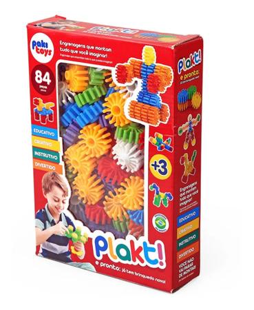 Brinquedo De Montar Encaixe Educativo Plakt Plukt Kit 184 Peças