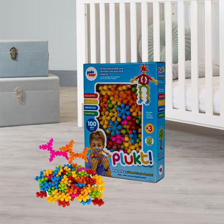 Brinquedo Blocos De Montar Plukt 100 Pecas Poki Toys - Papellotti