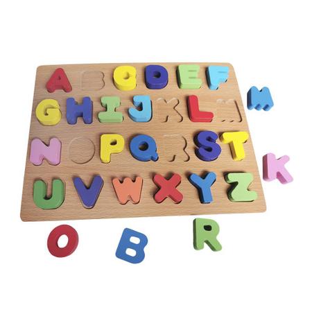 Imagem de Brinquedo didático de madeira letra alfabetica coloridas