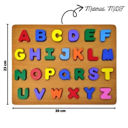 Imagem de Brinquedo didático de madeira letra alfabetica coloridas