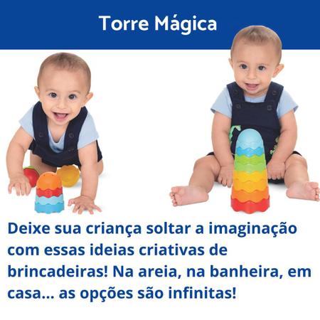 Imagem de Brinquedo Didatico Torre Bebe Empilhar Presente +6 meses Menino Menina Educativo Banho Agua 1 ano