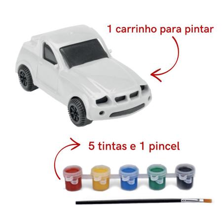 Imagem de Brinquedo Dinocar Carrinho Para Pintar Com 5 Tintas E Pincel