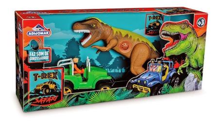 Brinquedo Dinossauro Rex Safari Dinossauro Carro E Boneco em