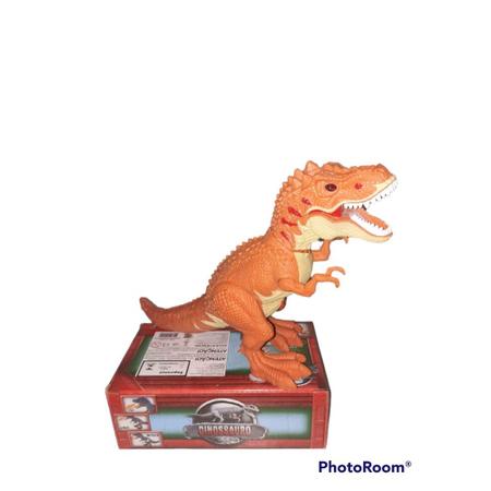 Dinossauro De Brinquedo Solta Fumaça Anda Som Luz Dino Robô laranja