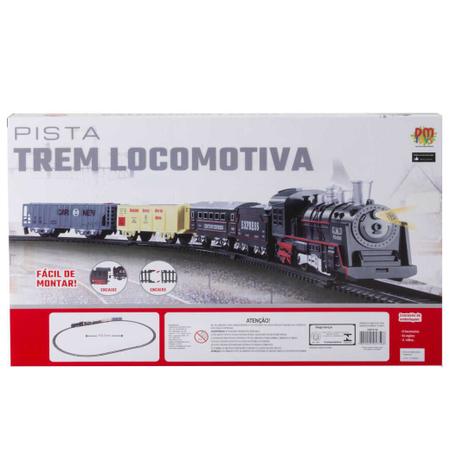 Trem Grande Locomotiva Luz E Som - DM TOYS DMT5374 - Noy Brinquedos