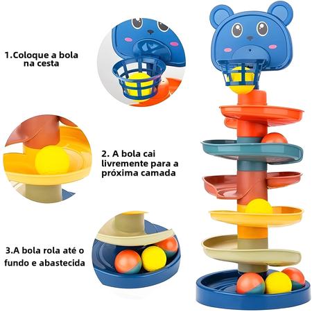 Imagem de Brinquedo Educacional Montessori Para Bebês, Torre De Bola Rolante, Pista De Empilhamento Para