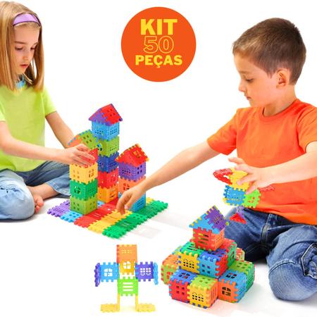 Brinquedo Educativo 50 Pçs Grandes Resistente Pecinhas Montar Encaixar  Construir Criar Presente - Online - Brinquedos Educativos - Magazine Luiza