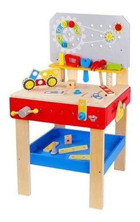 Brinquedo Bancada De Ferramentas Infantil Madeira 41 Peças Pedagógico  Montessori - 2252 MX