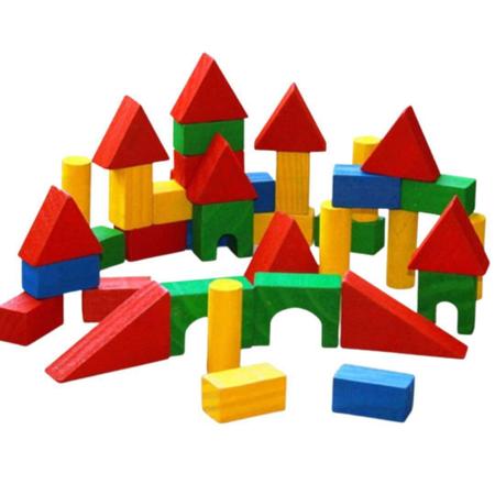 Imagem de Brinquedo Educativo Blocos De Construção Madeira 40 Pecas
