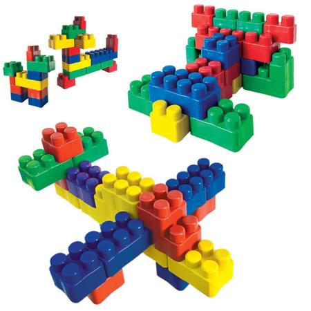Brinquedo Educativo Blocos De Montar 500 Peças Pedagógicos Didático Infantil  - Colorido