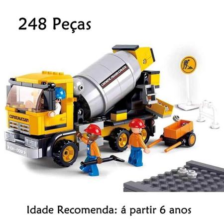 Imagem de Brinquedo Educativo de Montar Cenário de Construção com Betoneira 248pçs