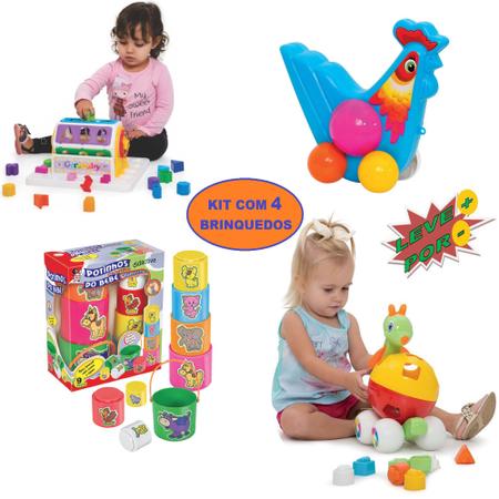 Kit 2 Brinquedo Educativo Bebe Didático Encaixe Infantil