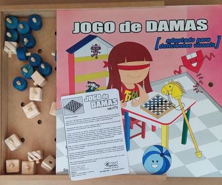 Brinquedo Educativo Jogo De Damas Adaptado Estojo Em Mdf - Carlu Brinquedos  - Jogo de Dominó, Dama e Xadrez - Magazine Luiza