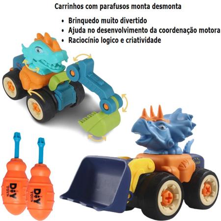 Imagem de Brinquedo Educativo Kit Carrinhos Dinossauro Monta Desmonta