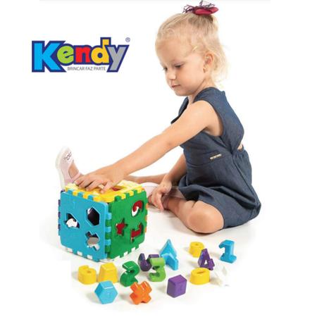 Cubo Didático Jogo De Encaixe As Peças Crianças Bebe 1 Ano - Kendy - CP