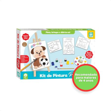 Imagem de Brinquedo Educativo Pintura Pets Cavalete Tintas Telas Jogo Infantil Coordenação Motora Criatividade - Nig 0441