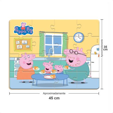 Imagem de Brinquedo Educativo Quebra-Cabeça Gigante Peppa Pig 45x35 Madeira Jogo Infantil Coordenação Motora Lógica - Nig 0528