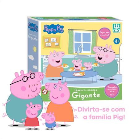 Imagem de Brinquedo Educativo Quebra-Cabeça Gigante Peppa Pig 45x35 Madeira Jogo Infantil Coordenação Motora Lógica - Nig 0528