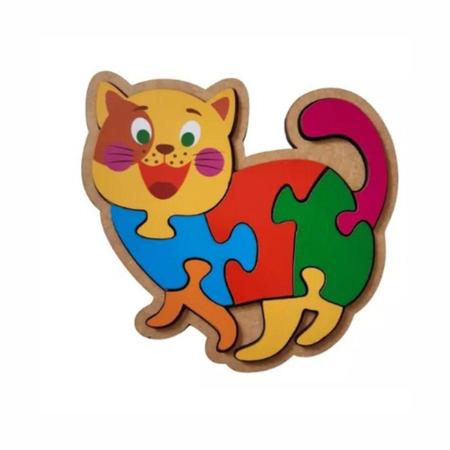 Jogo de encaixe didatico trem e gato de madeira mdf com 13 pecas 31x24cm -  CONECTA - Brinquedos Educativos - Magazine Luiza