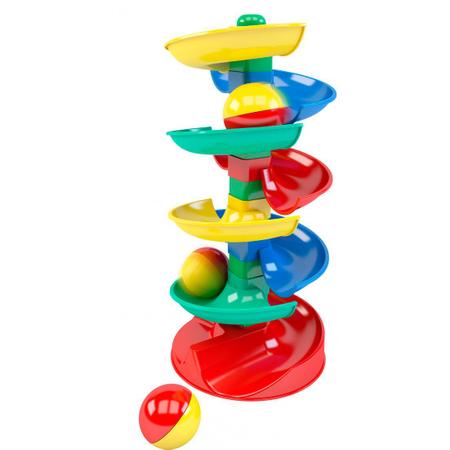 Imagem de Brinquedo Educativo Rola Bola Blocolândia 8 Rampas Coloridas Moldáveis 3 Bolinhas Dismat