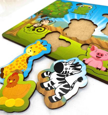 Brinquedo Educativo Tabuleiro Encaixe Animais Mdf - Mega Impress - Mega  Genial