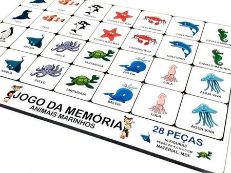 Brinquedo Educativo Tabuleiro Jogo Da Memória Animais Marinhos Mdf - Mega  Impress - Mega Genial